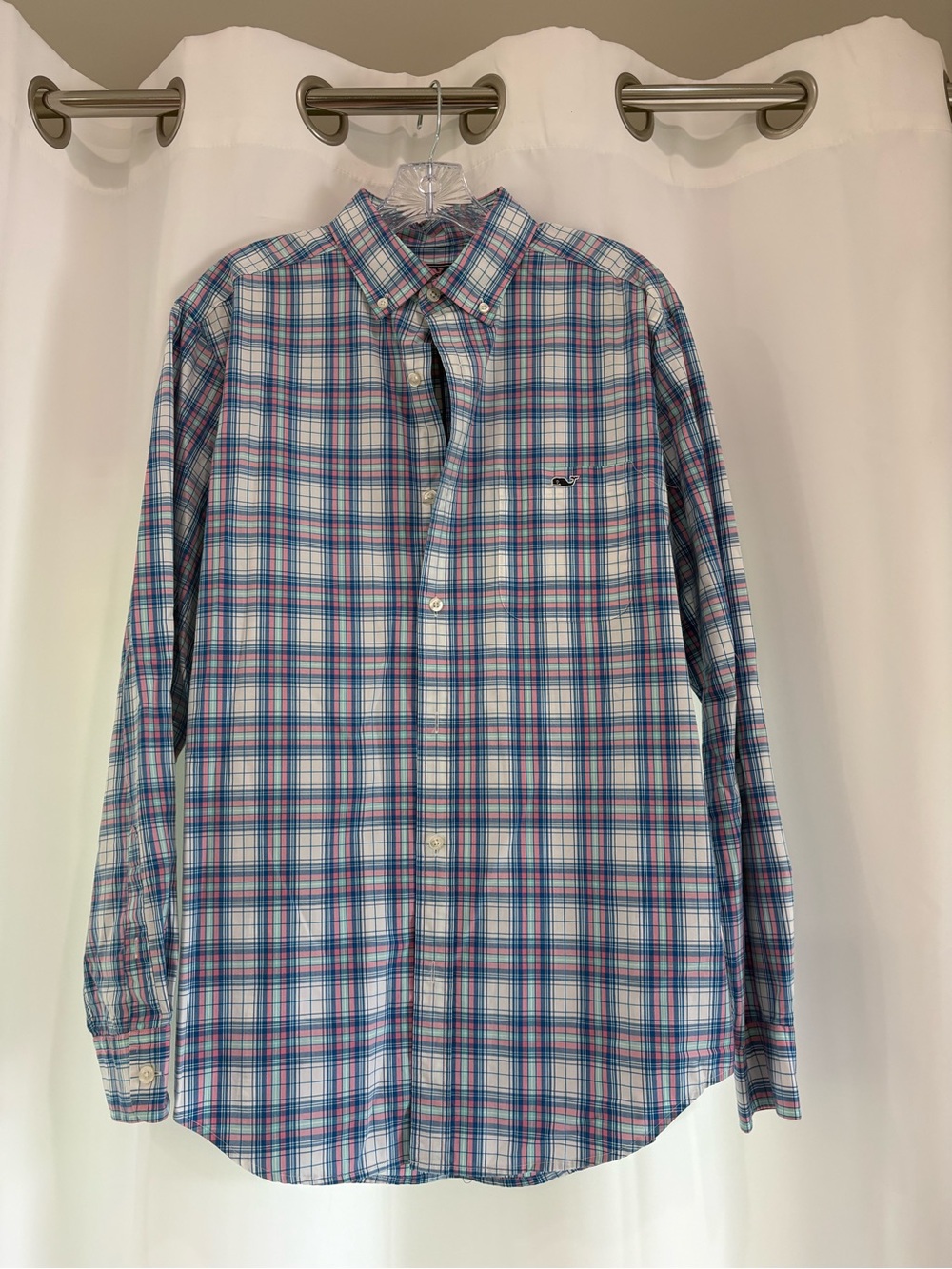 Vineyard Vines Blue and Pink Plaid Button-Down Shirt